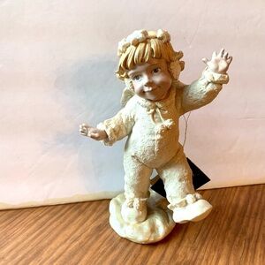 8" H VINTAGE STONECRAFT ANGEL FIGURINE-GLITTER WINGS Snow Angel Snow Baby